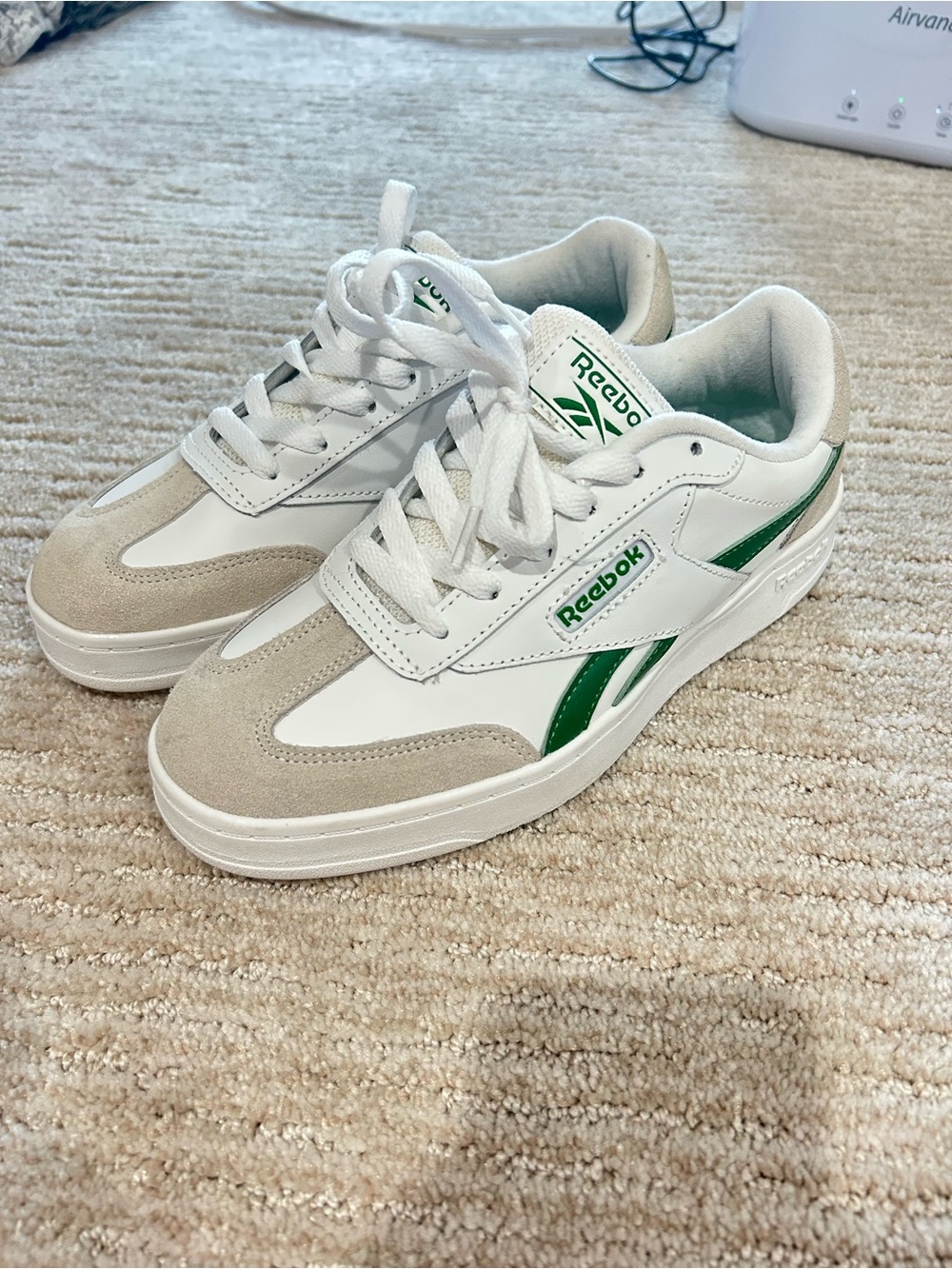 Reebok White Sneakers with Green Accents